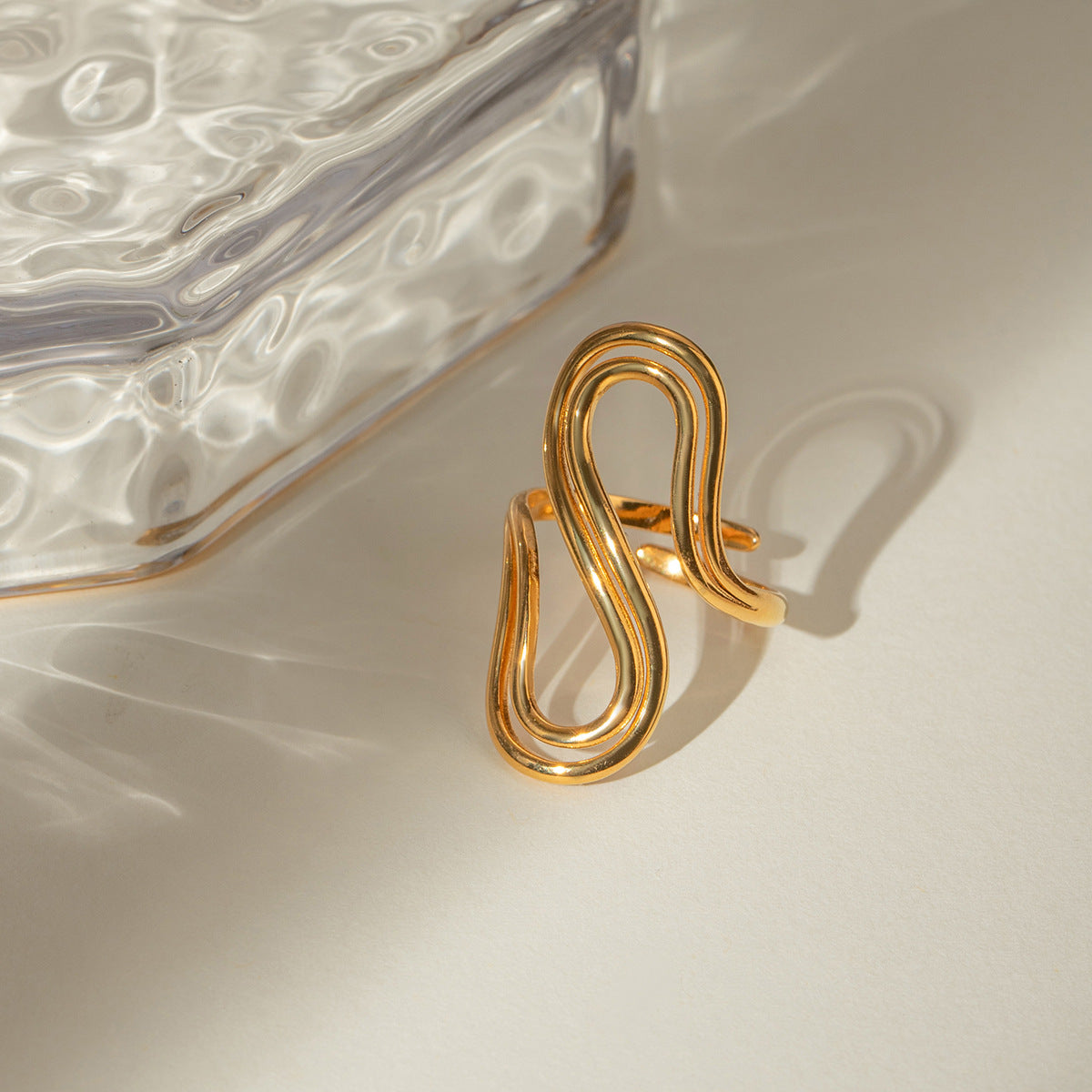 Design Sense Minority Simple 18K Gold Stainless Steel Double Layer