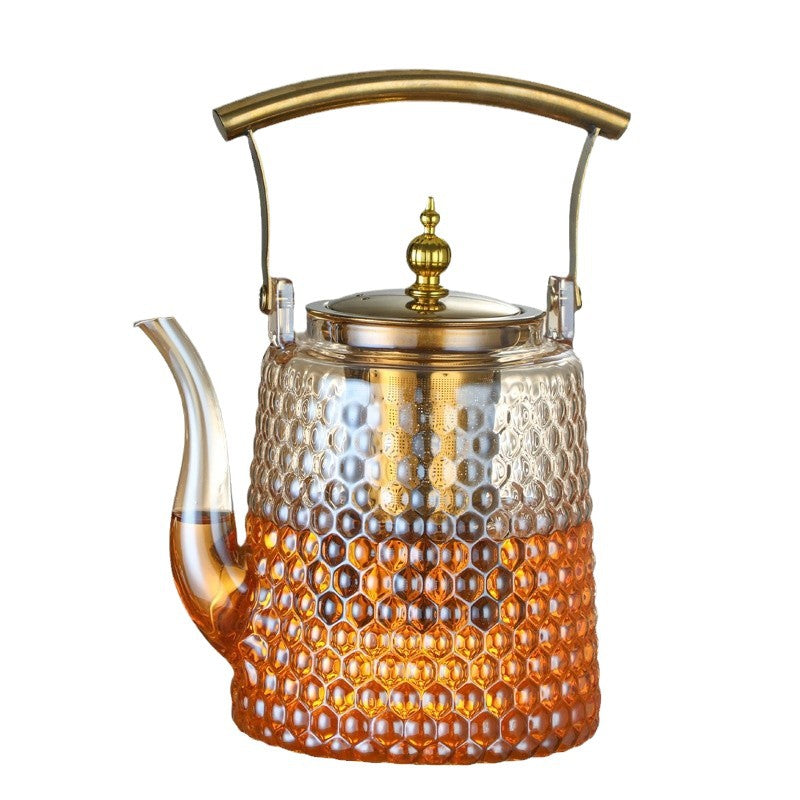 High-borosilicate Glass Teapot With Hammered Texture And Large Capacity