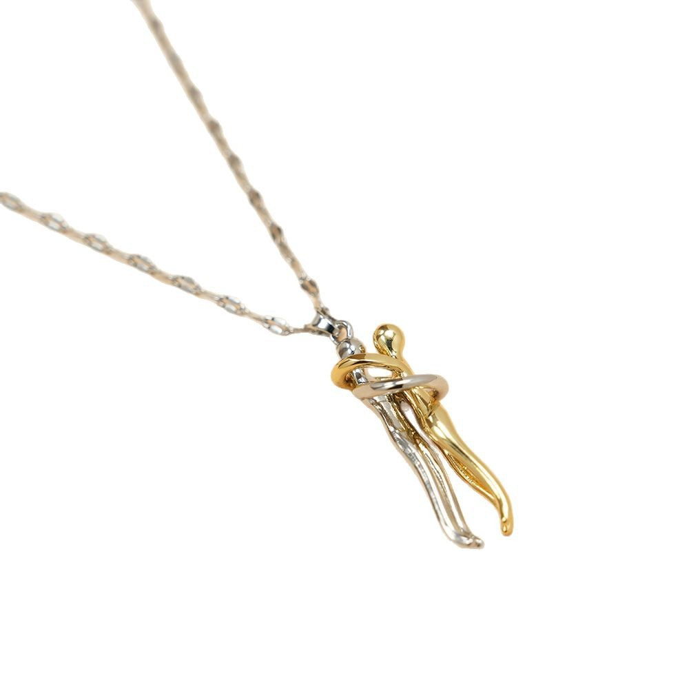 Couple Hugging Bronze Pendant Necklace