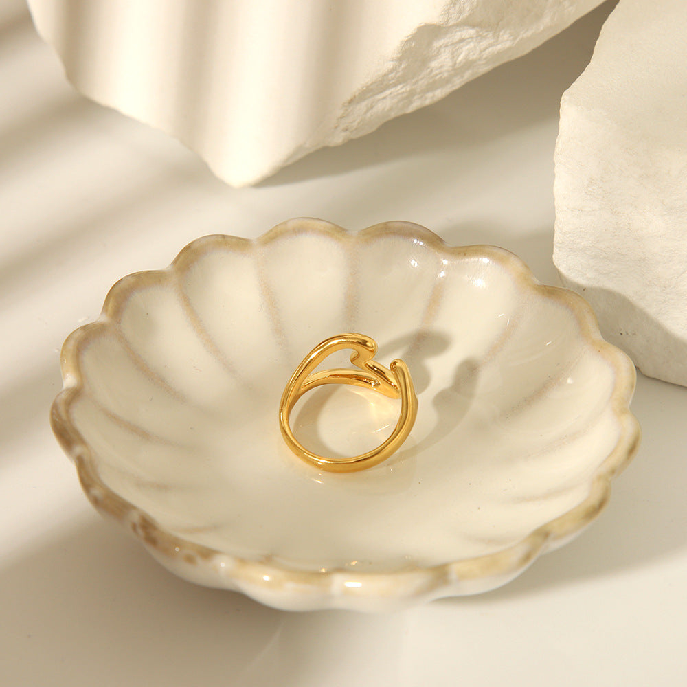 Fashion Titanium Steel Vacuum Plating 18K Gold Love Ring